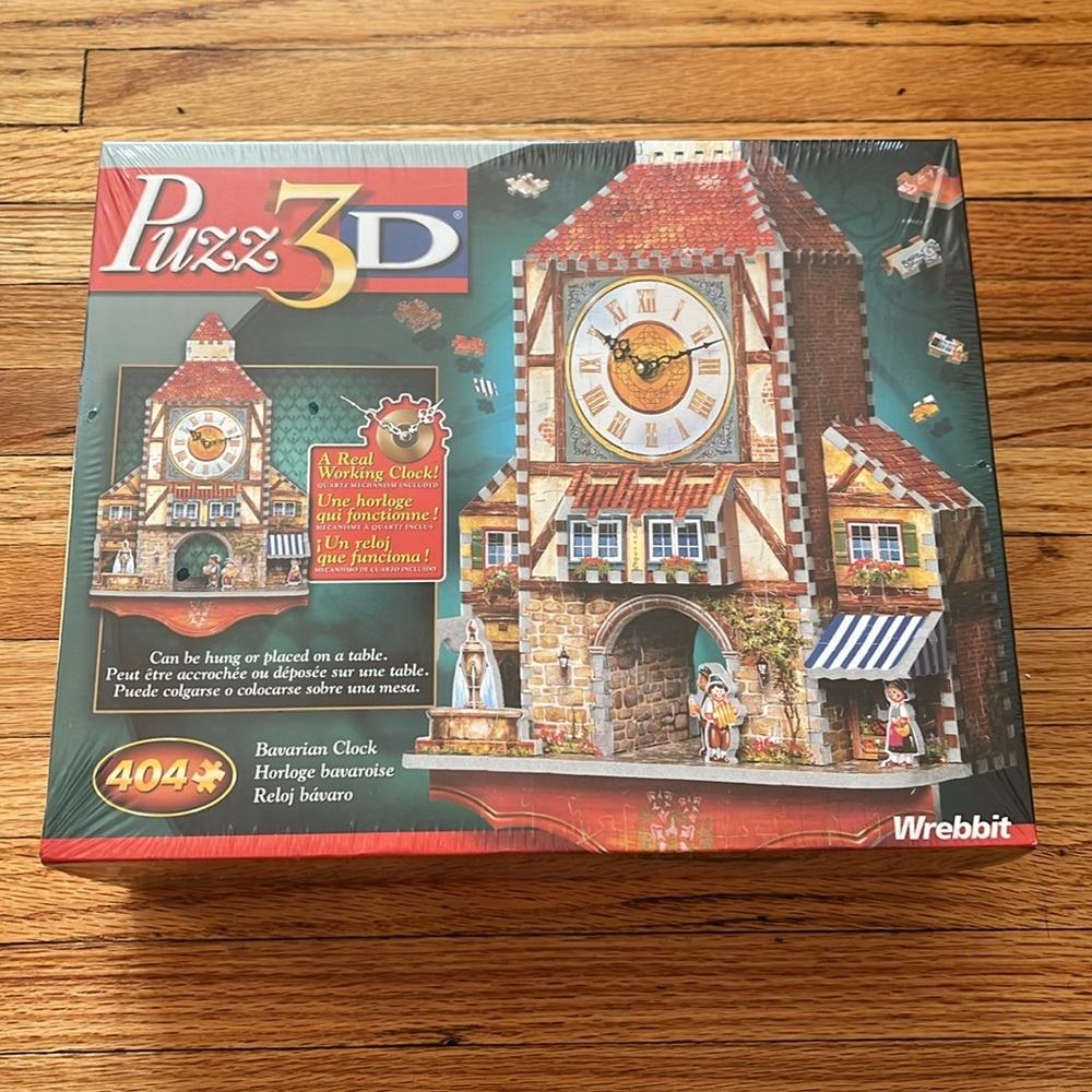 Vintage Puzz 3D Bavarian Clock Wrebbit Working Clock Jigsaw Puzzle / New / 2005